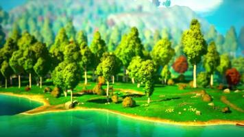 cartoon landscape with hills and forest
