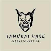 máscara de samurai vintage logo plantilla vector ilustración diseño . máscara de samurai moderna simple para diseño de vector de ilustración de concepto de logotipo de guerrero japonés