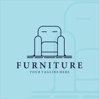 furniture logo line art vector illustration template icon design. sofa for interior logo concept label design