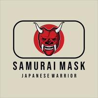 máscara de samurai vintage logo plantilla vector ilustración diseño . máscara de samurai moderna simple para diseño de vector de ilustración de concepto de logotipo de guerrero japonés