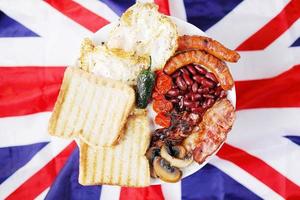 English breakfast in a plate, the Union Jack flag