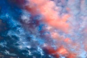 Beautiful panorama of orange and yellow clouds at sunrise photo