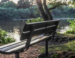 A public empty bench found in northern Europe photo