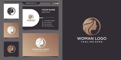 Woman logo design with circle concept vector