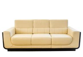 sofá moderno de cuero blanco crema foto