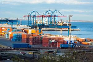 Big cargo terminal in sea port photo