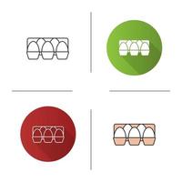 Eggs tray icon. Flat design, linear and color styles. Isolated vector illustrations