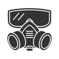 Respirator glyph icon. Gas mask. Pest control equipment. Silhouette symbol. Negative space. Vector isolated illustration