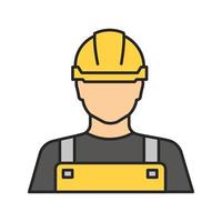 Builder color icon. Construction worker. Isolated vector illustration