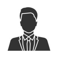 Showman glyph icon. Party maker. Businessman. Silhouette symbol. Negative space. Vector isolated illustration
