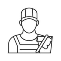 Cleaner linear icon. Janitor, sweeper. Thin line illustration. Contour symbol. Vector isolated outline drawing