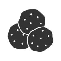 Chocolate chips glyph icon. Cookies. Silhouette symbol. Negative space. Vector isolated illustration