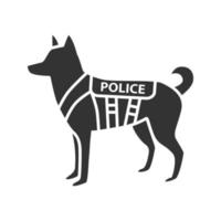 icono de glifo de perro policía k9. Pastor alemán. raza de perro militar. símbolo de la silueta. espacio negativo. ilustración vectorial aislada vector