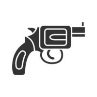 Revolver glyph icon. Pistol, gun. Silhouette symbol. Firearm. Negative space. Vector isolated illustration