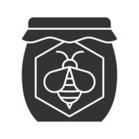 Honey jar glyph icon. Silhouette symbol. Negative space. Vector isolated illustration