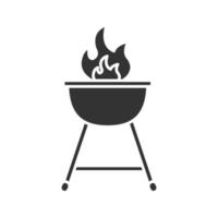 Kettle barbecue grill glyph icon. Silhouette symbol. Negative space. Vector isolated illustration