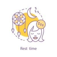 Bedtime concept icon. Sleeping idea thin line illustration. Rest time. Vector isolated outline drawing