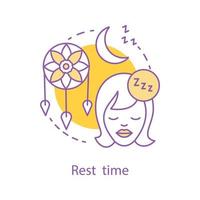 icono del concepto de hora de acostarse. idea de dormir ilustración de línea delgada. tiempo de descanso dibujo de contorno aislado vectorial vector