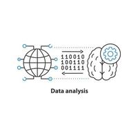 icono del concepto de análisis de datos. ilustración de línea delgada de idea de inteligencia artificial. dibujo de contorno aislado vectorial vector