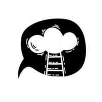 escalera de ilustración a la nube símbolo creativo color negro en estilo de fideos. vector