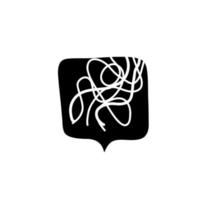 Illustration tangled lines symbol thought creative black color in doodle style. vector