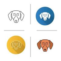 Dachshund icon. Hotdog. Hound dog breed. Flat design, linear and color styles. Isolated vector illustrations