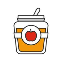 Apple jam jar color icon. Fruit preserve. Isolated vector illustration