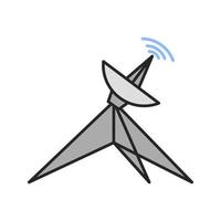 Satellite dish color icon. Parabolic antenna. Isolated vector illustration