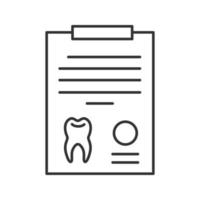 Teeth diagnostic report linear icon. Thin line illustration. Dentist advice. Contour symbol. Vector isolated outline drawing