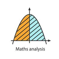 icono de color del sistema de coordenadas. analisis matematico área de parábola. álgebra. sistema de ejes ilustración vectorial aislada vector