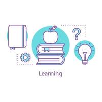Learning concept icon. Education idea thin line illustration. Reading books. Gaining knowledge. Vector isolated outline drawing