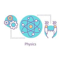 icono del concepto de física. ilustración de línea delgada de idea de tema escolar o universitario. estructura molecular y magnetismo. fenómenos físicos. dibujo de contorno aislado vectorial vector