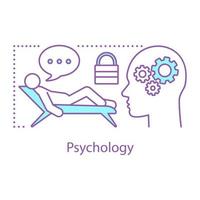 Psychology concept icon. Subconscious mind idea thin line illustration. Psychotherapy. Psychologist with patient. Thinking process. Vector isolated outline drawing