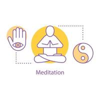Meditation concept icon. Yoga idea thin line illustration. Wellness. Vector isolated outline drawing