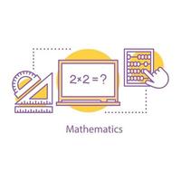 Mathematics concept icon. Math. School education idea thin line illustration. Geometry and algebra. Vector isolated outline drawing