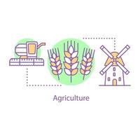 Agriculture concept icon. Harvesting. Farming idea thin line illustration. Crops production. Vector isolated outline drawing