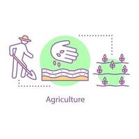 icono del concepto de agricultura. siembra. ilustración de línea delgada de idea agrícola. trabajo de campo de primavera. dibujo de contorno aislado vectorial vector