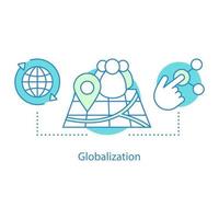Globalization concept icon. International interaction idea thin line illustration. Network connection. Worldwide communication. Vector isolated outline drawing