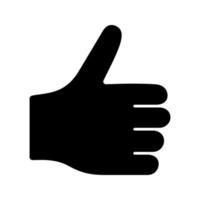 Thumbs up glyph icon. Like hand gesture. Approval. Silhouette symbol. Negative space. Vector isolated illustration