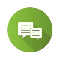 Speech bubbles flat design long shadow glyph icon. Chat boxes. Vector silhouette illustration