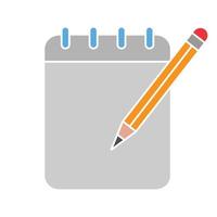 Notepad with pencil glyph color icon. Taking notes. Silhouette symbol on white background with no outline. Negative space. Vector illustration