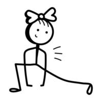 A customizable doodle style icon of gymnast girl vector