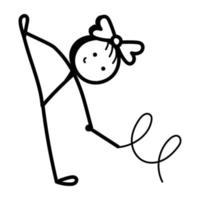 A customizable doodle style icon of gymnast girl vector