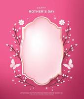 Mothers day background layout in retro frame with flower vector