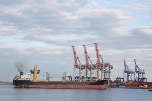 landscape of cargo sea port photo