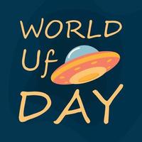Ufo flying spaceship. World UFO Day. Flying saucer. Vector illustration in a flat style