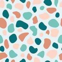 Abstract geometric irregular vector patterns with spots. Cute beige, brown, pale green and emerald brush blots on light. Simple hand-drawn doodle.