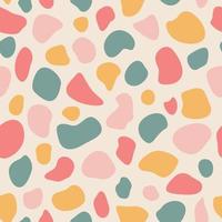 Abstract geometric irregular vector patterns with spots. Cute mint, coral, pink, green, yellow, mustard brush blots on light. Simple hand-drawn doodle.
