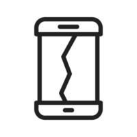 icono de línea de teléfono celular roto vector