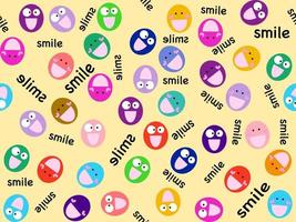 Seamless pattern smiley face cartoon character on yellow background. vector